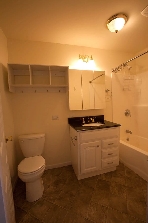 A bathroom configuration from one of the apartments